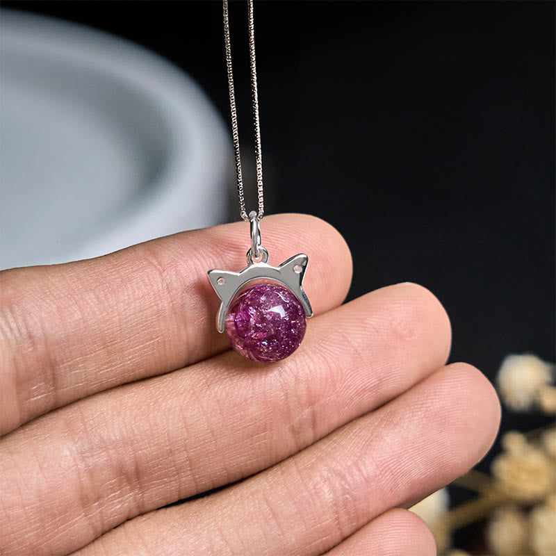 Naszyjnik z wisiorkiem z kryształu Super Seven z Buddha Stones ze srebra próby 925 w kolorze naturalnego fioletu i fajerwerkami - image 4