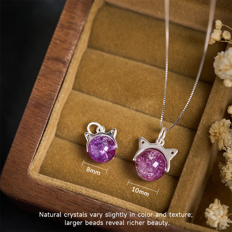 Naszyjnik z wisiorkiem z kryształu Super Seven z Buddha Stones ze srebra próby 925 w kolorze naturalnego fioletu i fajerwerkami - image 3