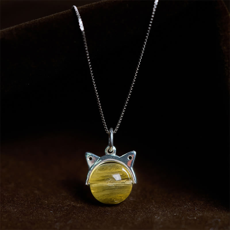 Naszyjnik z Buddha Stones ze srebra próby 925, naturalny złoty lepidolit, kot, wisiorek dobrobytu - Łańcuch 10 mm + 0,8 mm - image 0