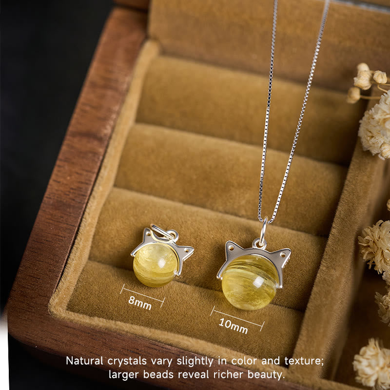 Naszyjnik z Buddha Stones ze srebra próby 925, naturalny złoty lepidolit, kot, wisiorek dobrobytu - image 3