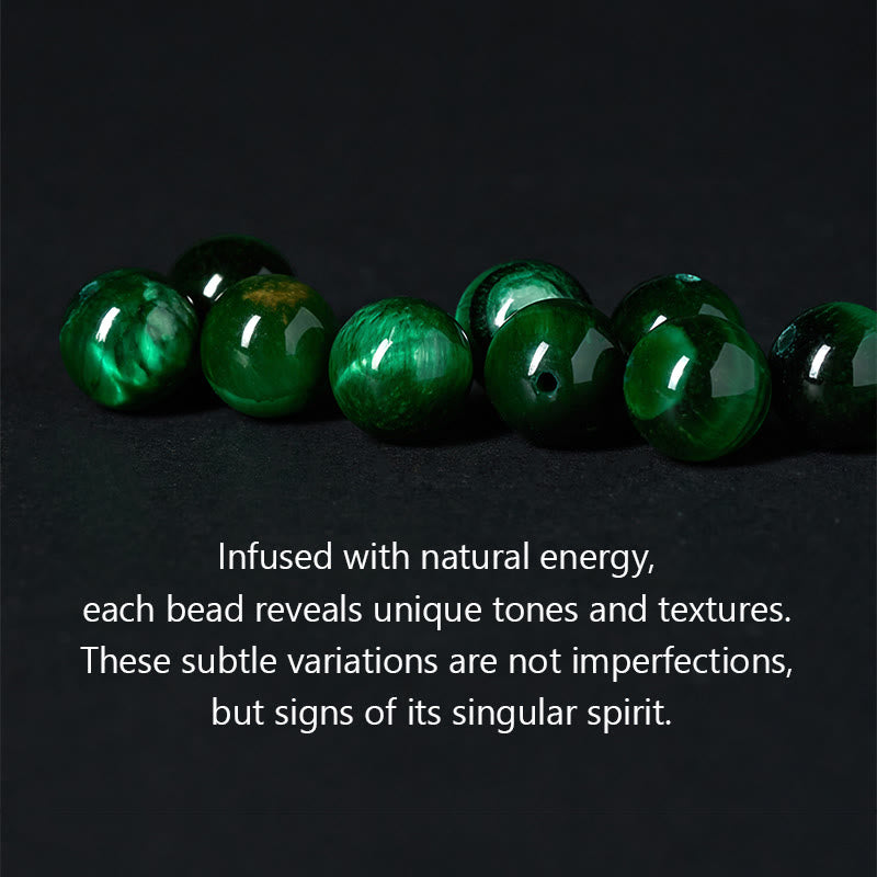 Bransoletka z Buddha Stones, naturalnym zielonym tygrysim okiem , Om Mani Padme Hum i pozytywną siłą - image 6