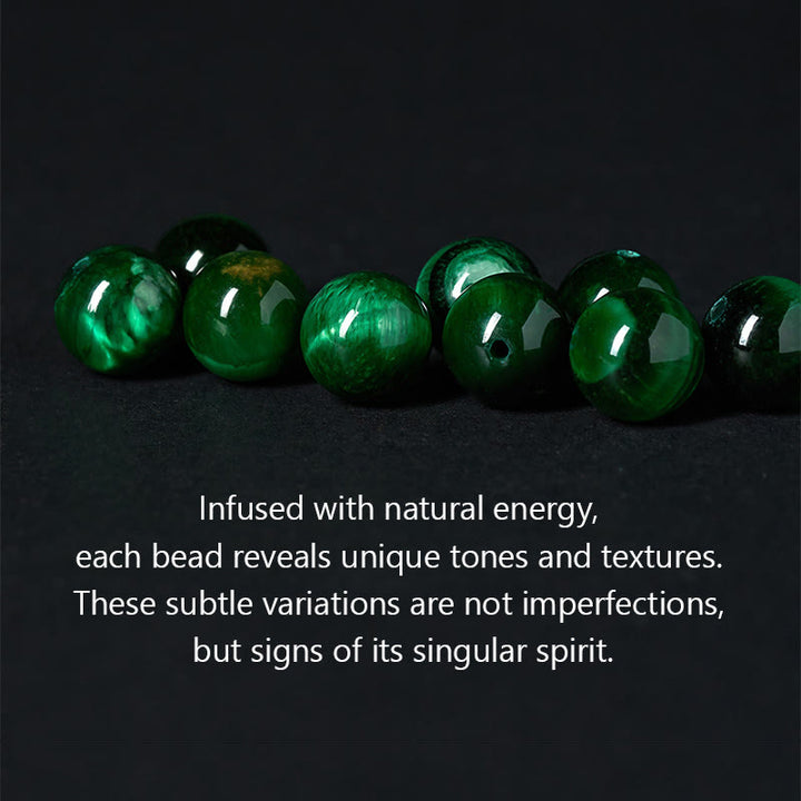 Bransoletka z Buddha Stones, naturalnym zielonym tygrysim okiem , Om Mani Padme Hum i pozytywną siłą - image 6