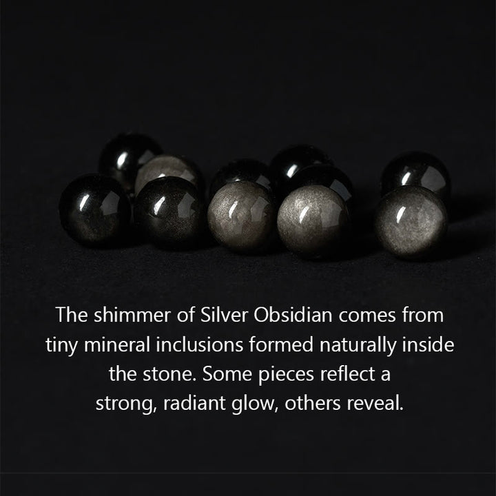Buddha Stones Naturalny srebrny połysk Obsydian Niebieskie oko tygrysa Om Mani Padme Hum Bransoletka komunikacyjna - image 5
