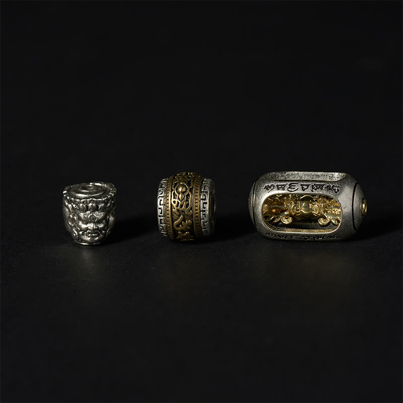 Bransoletka z Buddha Stones w srebrnym połysku z obsydianu i tygrysiego oka Om Mani Padme Hum z trójlicowym Buddą - image 10