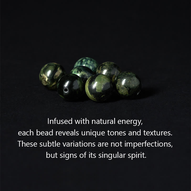 Buddha Stones Naturalny szary jaspis Kambamba Jaspis Om Mani Padme Hum Bezkształtna bransoletka uzdrawiająca Buddę - image 5