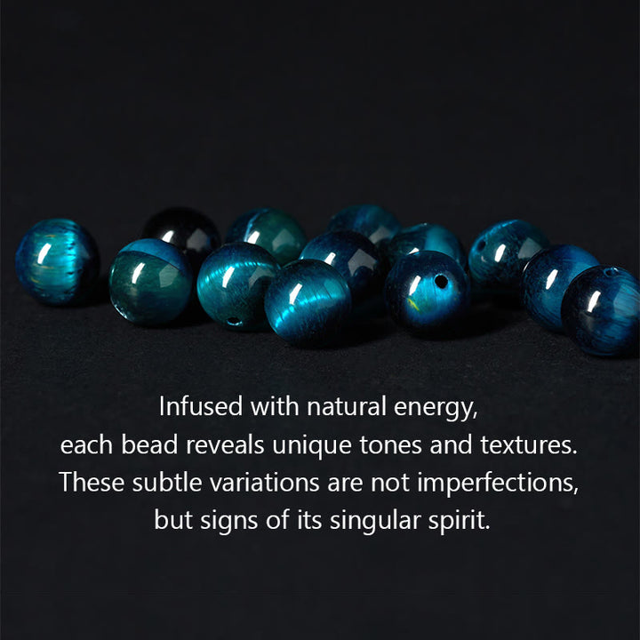 Bransoletka wzmacniająca Om Mani Padme Hum z Buddha Stones, naturalnym niebieskim tygrysim okiem - image 5