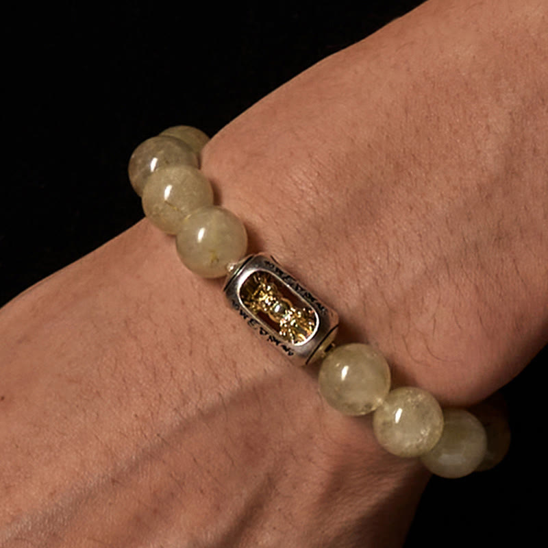 Bransoletka z naturalnym cytrynem i Buddha Stones Om Mani Padme Hum Prosperity - image 2