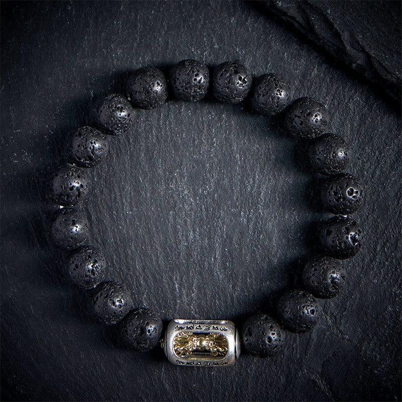 Buddha Stones Naturalna lawa Rock Om Mani Padme Hum Dorje Vajra Uzdrawiająca bransoletka - image 1