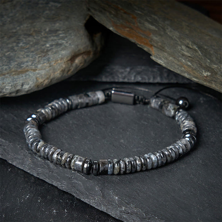 Bransoletka z liną wzmacniającą z małych czarnych Buddha Stones obsydianu, zielonego awenturynu i szarego jaspisu z tygrysim okiem - image 8