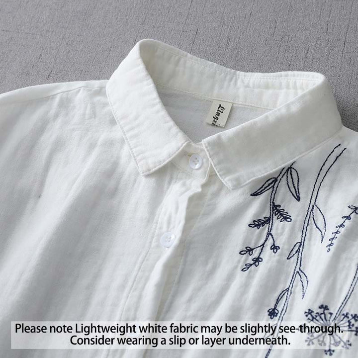 Koszula damska z długim rękawem z bawełny z motywem jesiennych Buddha Stones i kwiatów mniszka lekarskiego - image 2