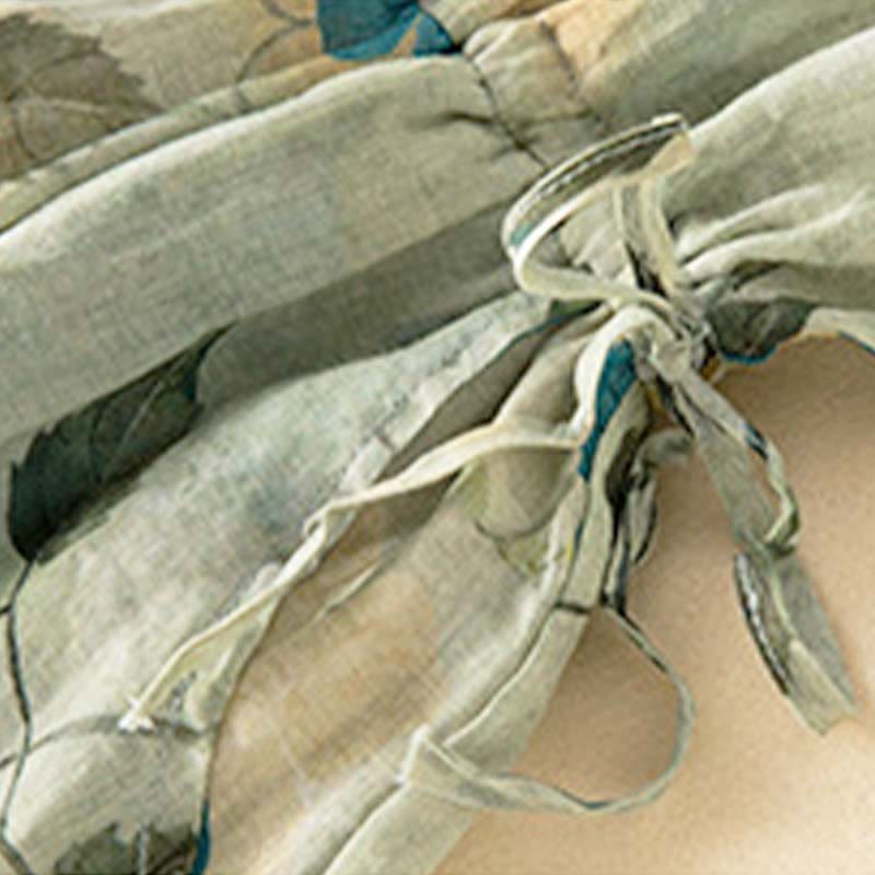 Sukienka midi z kontrastowym kwiatowym wzorem i półrękawem w kwiaty Buddha Stones z kieszeniami - image 11