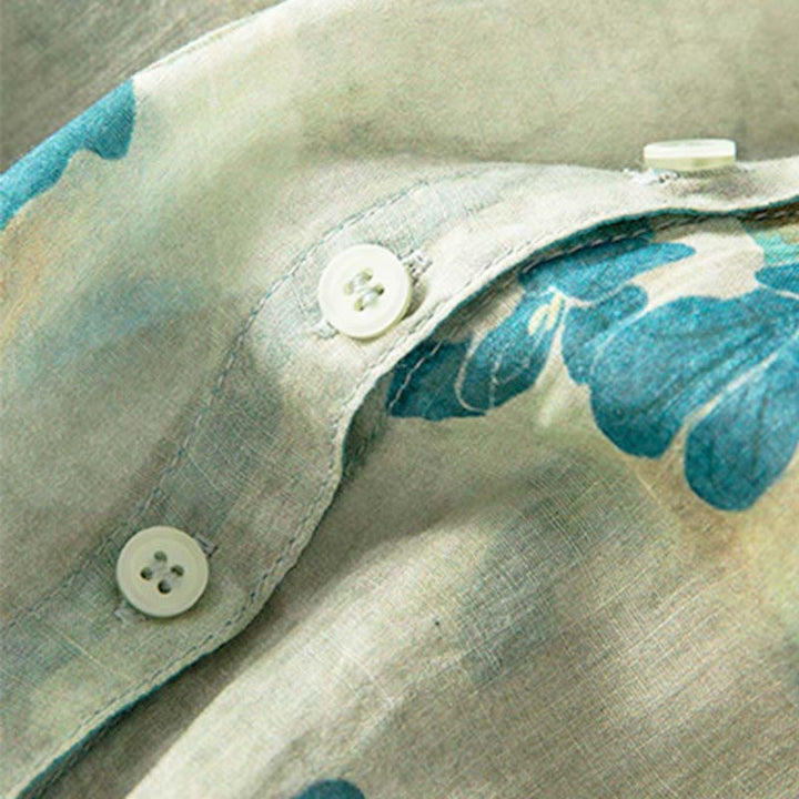 Sukienka midi z kontrastowym kwiatowym wzorem i półrękawem w kwiaty Buddha Stones z kieszeniami - image 10