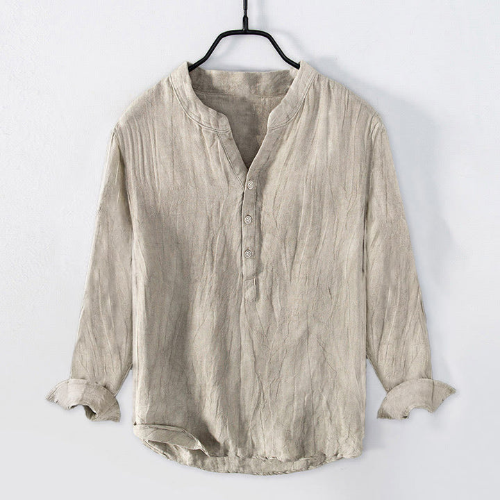 Koszula męska z długim rękawem i guzikami w jednolitym kolorze z motywem Buddha Stones, bawełniana, lniana - Bielizna - US/UK/AU50, EU60 (5XL) - image 16