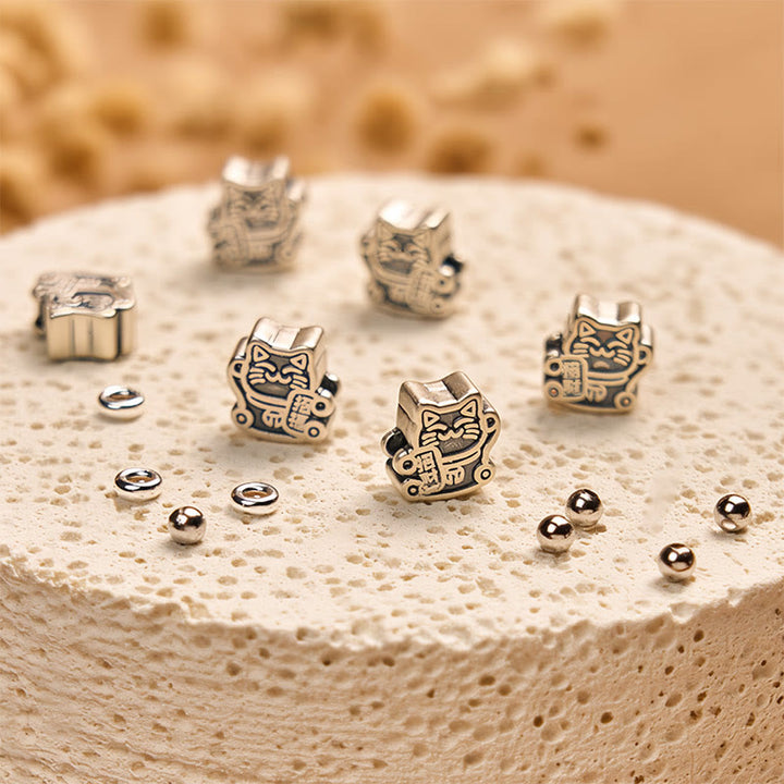 Bransoletka z Buddha Stones ze srebra próby 925 z pomarańczowym pręgowanym kotem i żółtym chalcedonem - image 5