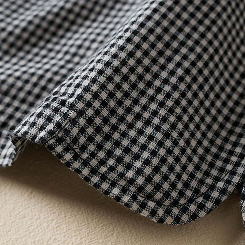 Kurtka damska z długim rękawem i kieszeniami z bawełny Buddha Stones Commute w kratę - image 4