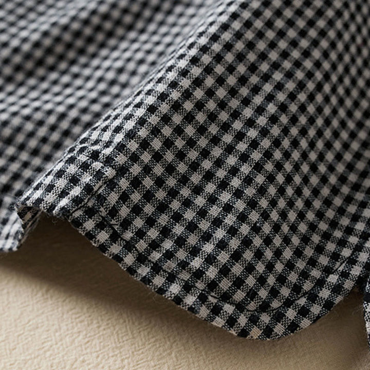 Kurtka damska z długim rękawem i kieszeniami z bawełny Buddha Stones Commute w kratę - image 4