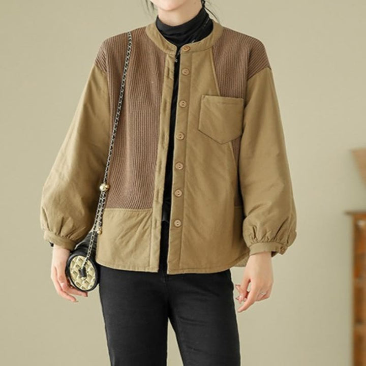 Kurtka damska z długim rękawem z bawełny Buddha Stones Commute Plain Patchwork Design z kieszenią - Nawłoć - US8-10, UK/AU12-14, EU40-42 (XL) - image 0