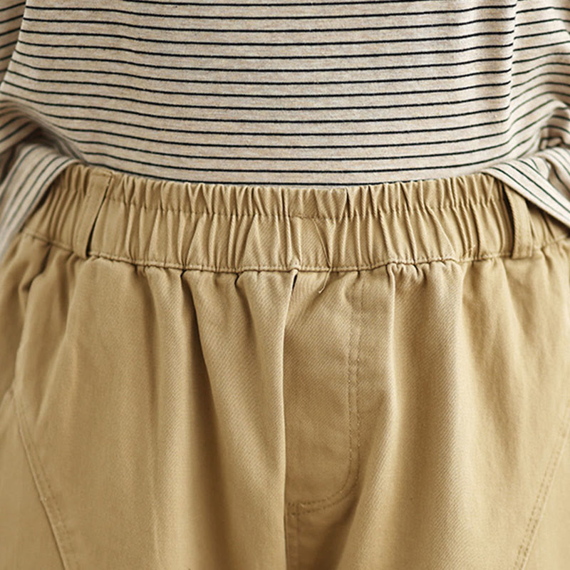 Damskie spodnie haremowe z poliestru z kieszeniami i elastycznym pasem w kolorze Buddha Stones - image 8