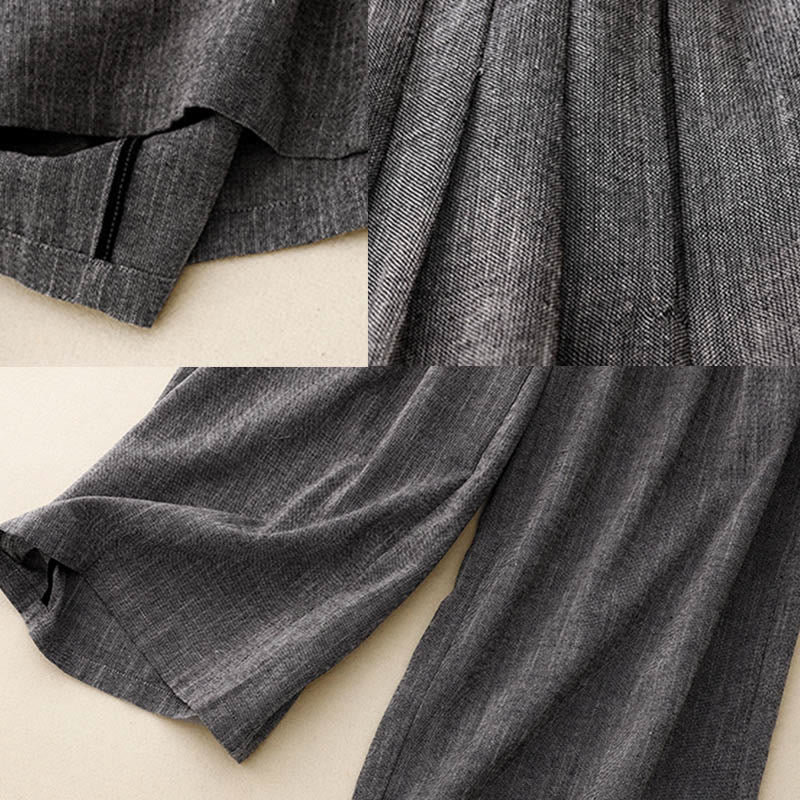 Spodnie damskie z szerokimi nogawkami i kieszeniami, z poliestru, z teksturowanymi tkaninami i Buddha Stones - image 6