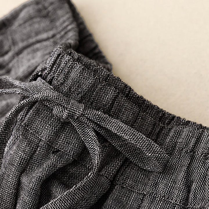 Spodnie damskie z szerokimi nogawkami i kieszeniami, z poliestru, z teksturowanymi tkaninami i Buddha Stones - image 4