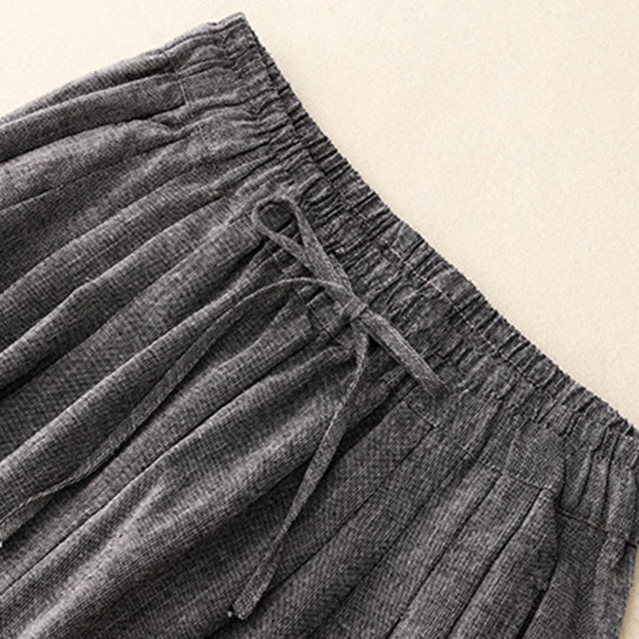 Spodnie damskie z szerokimi nogawkami i kieszeniami, z poliestru, z teksturowanymi tkaninami i Buddha Stones - image 3