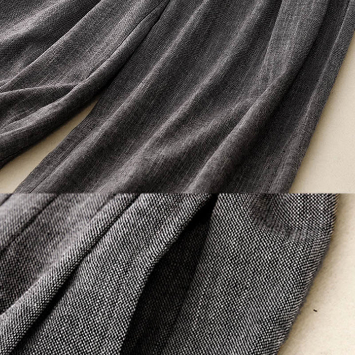 Spodnie damskie z szerokimi nogawkami i kieszeniami, z poliestru, z teksturowanymi tkaninami i Buddha Stones - image 8