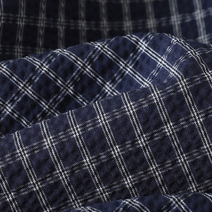 Spodnie damskie z szerokimi nogawkami i kieszeniami, bawełniane, w kratę, z motywem Buddha Stones - image 8