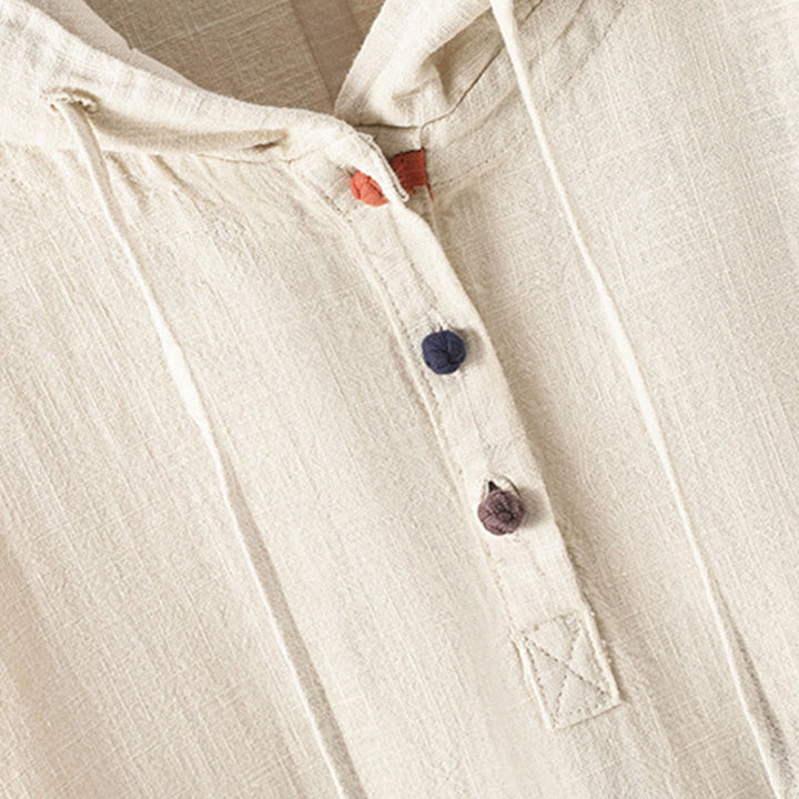 Damska bluza z kapturem z długim rękawem i kieszeniami, wykonana z gładkiej bawełny z guzikami i motywem Buddha Stones - image 5