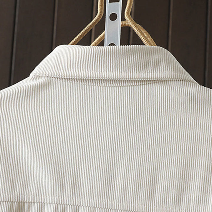 Koszula damska z długim rękawem Buddha Stones Commute z gładkimi guzikami i bawełnianym sztruksem - image 10