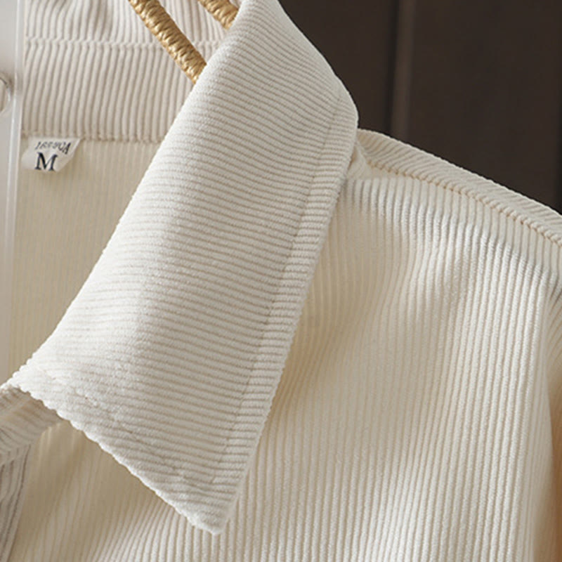 Koszula damska z długim rękawem Buddha Stones Commute z gładkimi guzikami i bawełnianym sztruksem - image 11