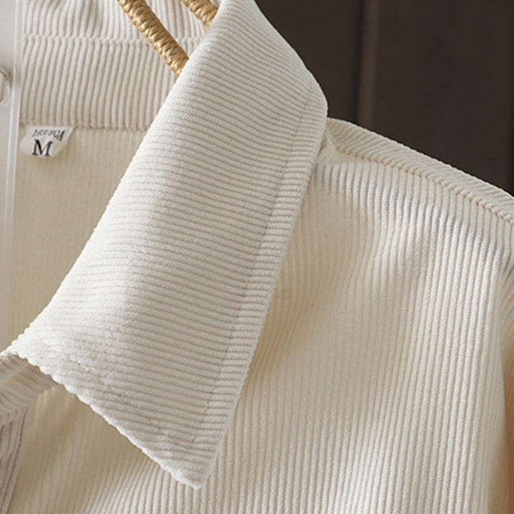 Koszula damska z długim rękawem Buddha Stones Commute z gładkimi guzikami i bawełnianym sztruksem - image 11