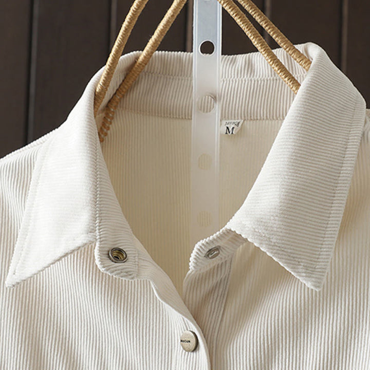 Koszula damska z długim rękawem Buddha Stones Commute z gładkimi guzikami i bawełnianym sztruksem - image 9