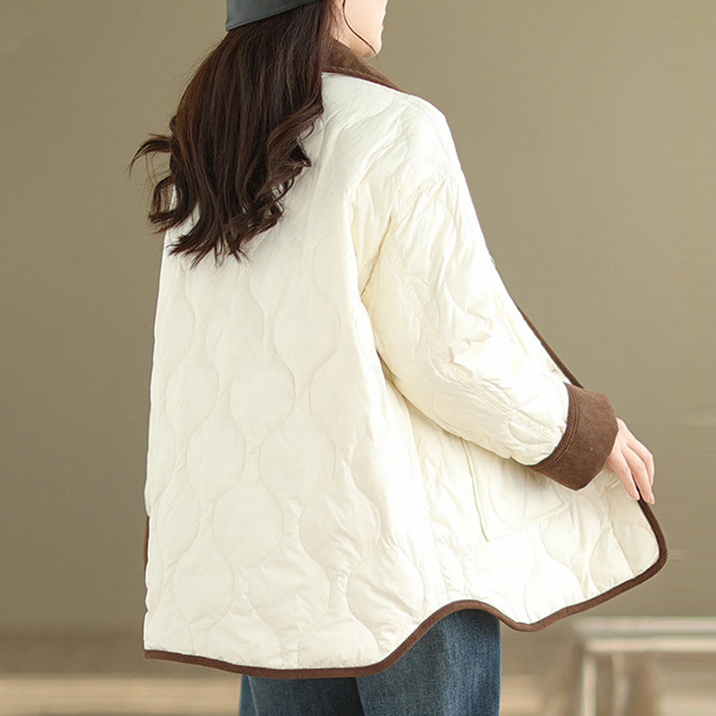 Kurtka damska z długim rękawem z bawełny z kontrastowymi kieszeniami i Buddha Stones - image 1