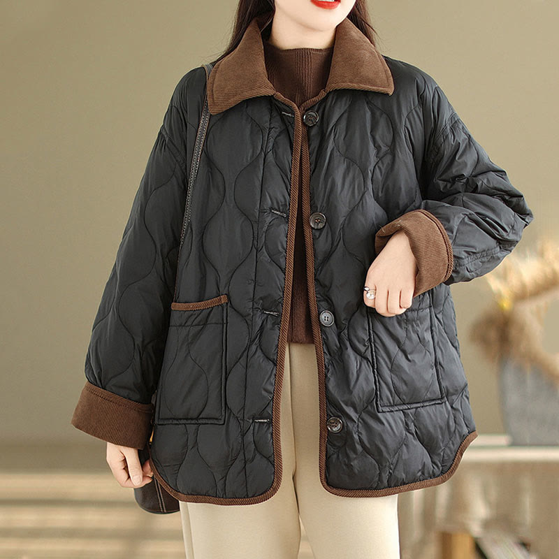 Kurtka damska z długim rękawem z bawełny z kontrastowymi kieszeniami i Buddha Stones - image 8