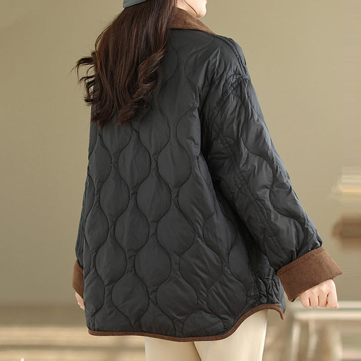 Kurtka damska z długim rękawem z bawełny z kontrastowymi kieszeniami i Buddha Stones - image 7