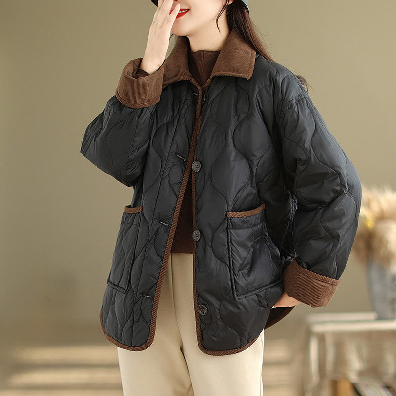 Kurtka damska z długim rękawem z bawełny z kontrastowymi kieszeniami i Buddha Stones - Czarny - US14, UK/AU18, EU46 (2XL) - image 5