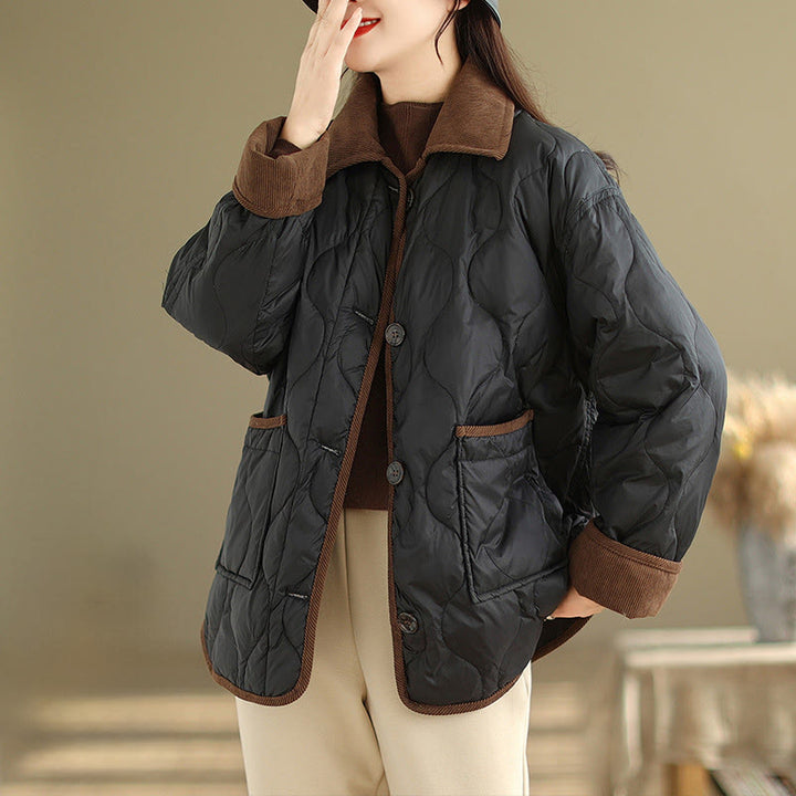 Kurtka damska z długim rękawem z bawełny z kontrastowymi kieszeniami i Buddha Stones - Czarny - US14, UK/AU18, EU46 (2XL) - image 5