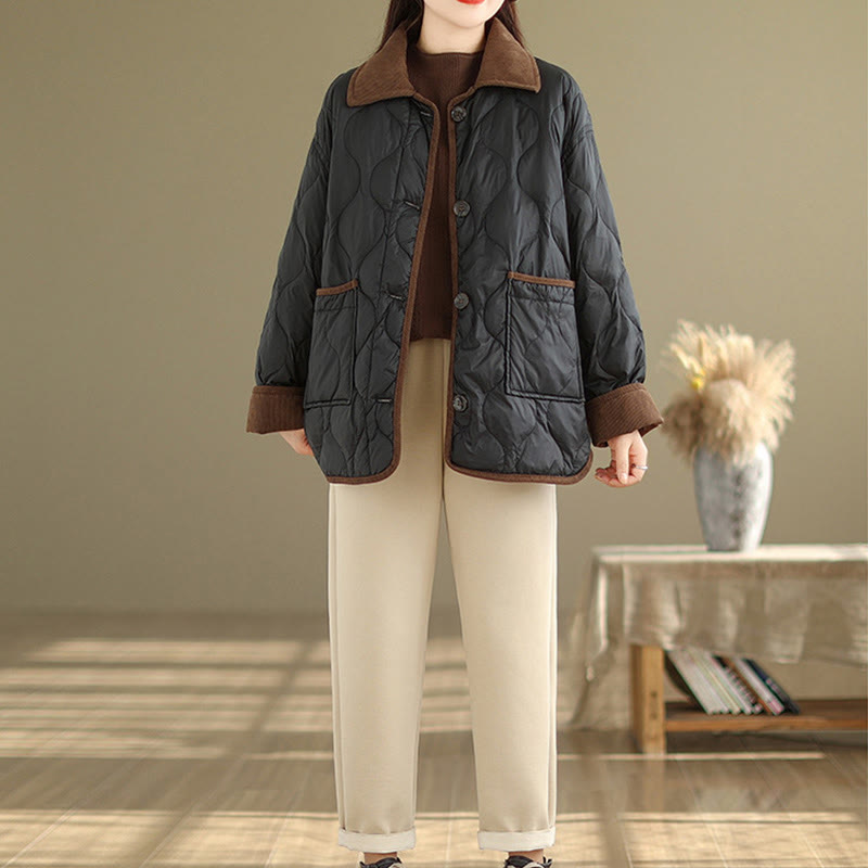 Kurtka damska z długim rękawem z bawełny z kontrastowymi kieszeniami i Buddha Stones - image 10