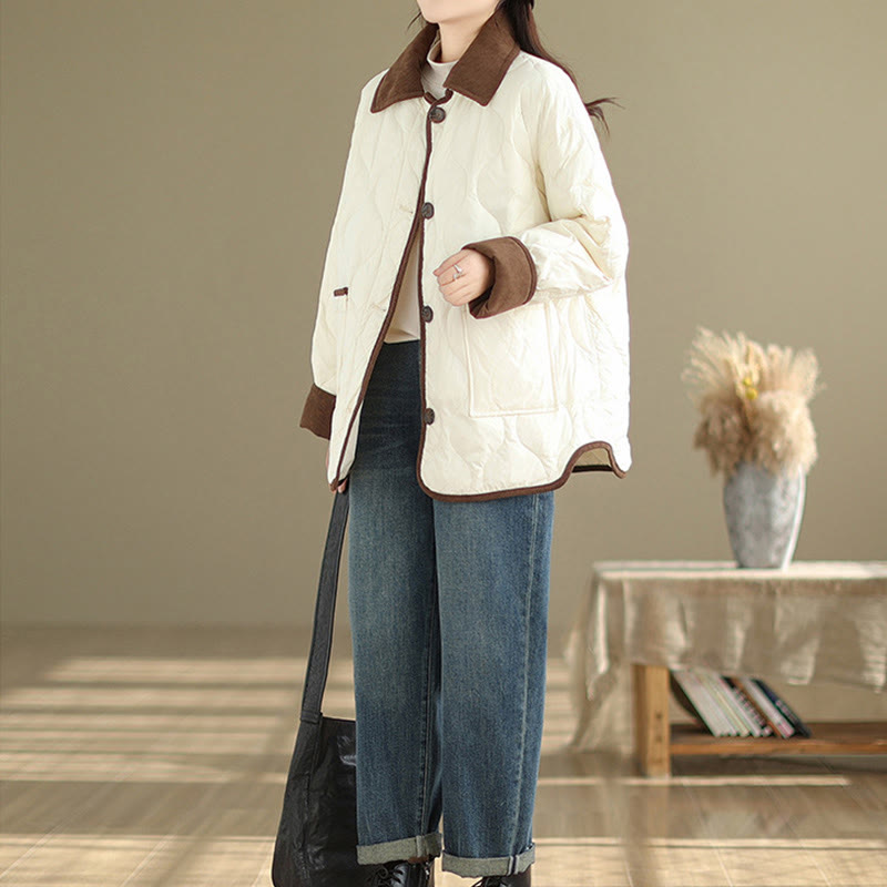 Kurtka damska z długim rękawem z bawełny z kontrastowymi kieszeniami i Buddha Stones - image 4