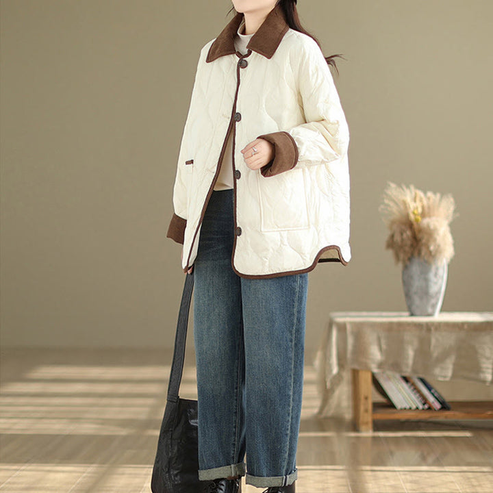 Kurtka damska z długim rękawem z bawełny z kontrastowymi kieszeniami i Buddha Stones - image 4