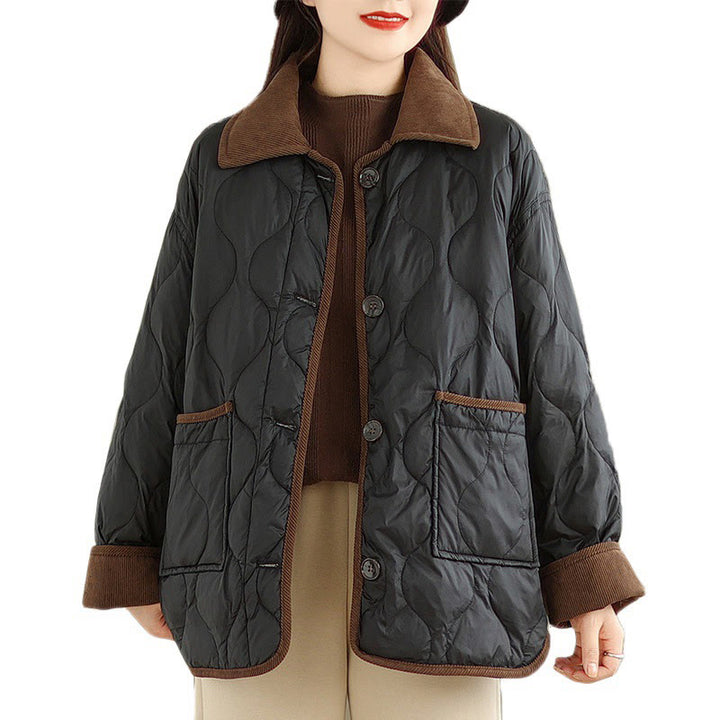 Kurtka damska z długim rękawem z bawełny z kontrastowymi kieszeniami i Buddha Stones - image 12