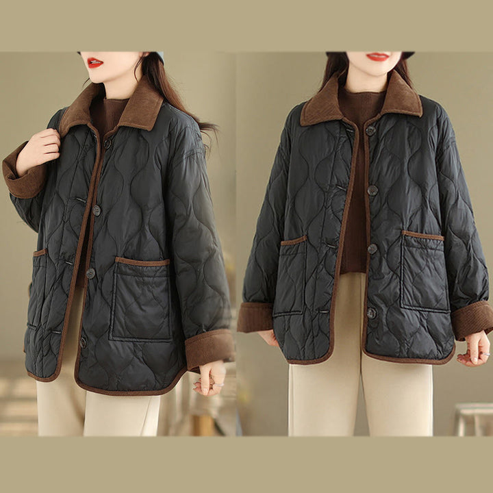 Kurtka damska z długim rękawem z bawełny z kontrastowymi kieszeniami i Buddha Stones - image 11