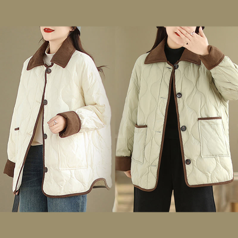 Kurtka damska z długim rękawem z bawełny z kontrastowymi kieszeniami i Buddha Stones - image 23