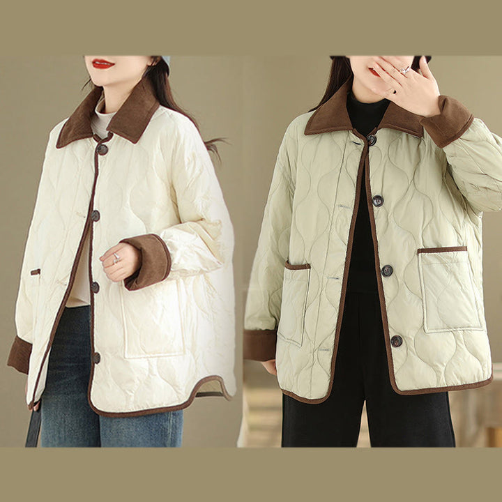 Kurtka damska z długim rękawem z bawełny z kontrastowymi kieszeniami i Buddha Stones - image 23