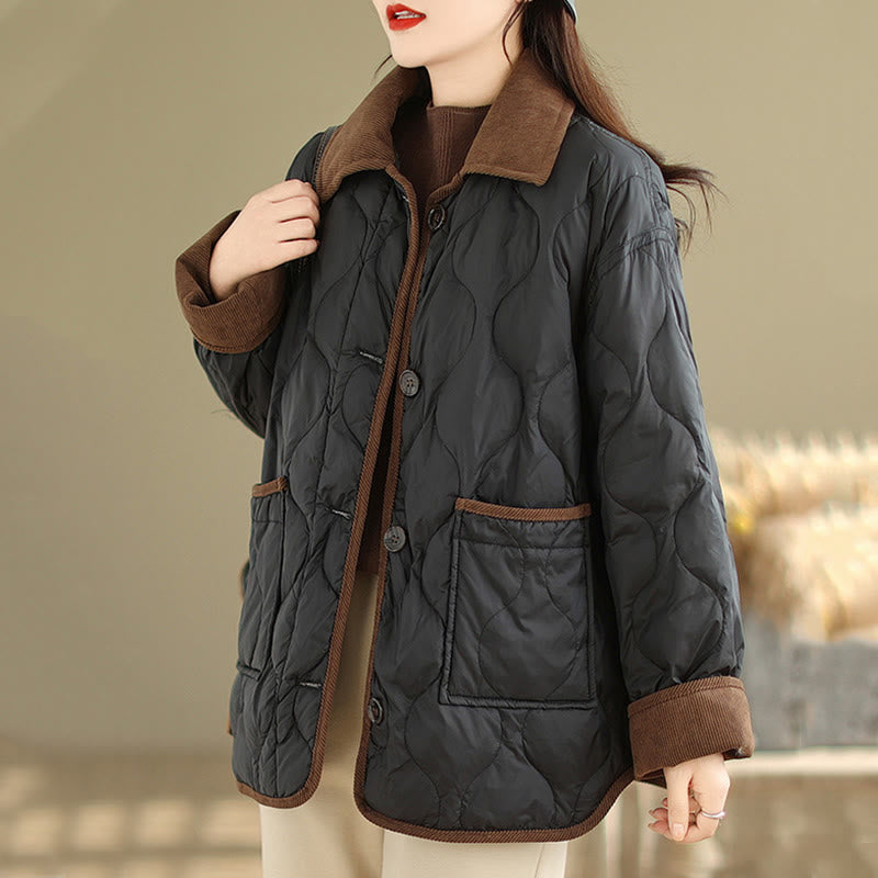 Kurtka damska z długim rękawem z bawełny z kontrastowymi kieszeniami i Buddha Stones - image 6