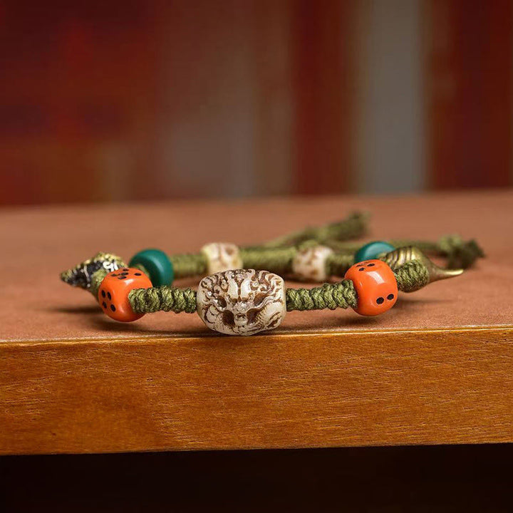 Bransoletka z liną, ręcznie robiona, z motywem smoka i Buddha Stones - image 3