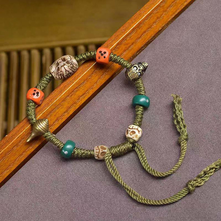 Bransoletka z liną, ręcznie robiona, z motywem smoka i Buddha Stones - image 1