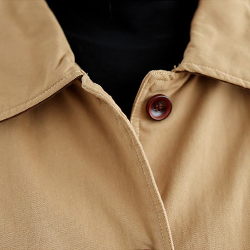 Kurtka damska z długim rękawem, pikowana, bawełniana, z kieszeniami, z prostymi guzikami i motywem Buddha Stones - image 7