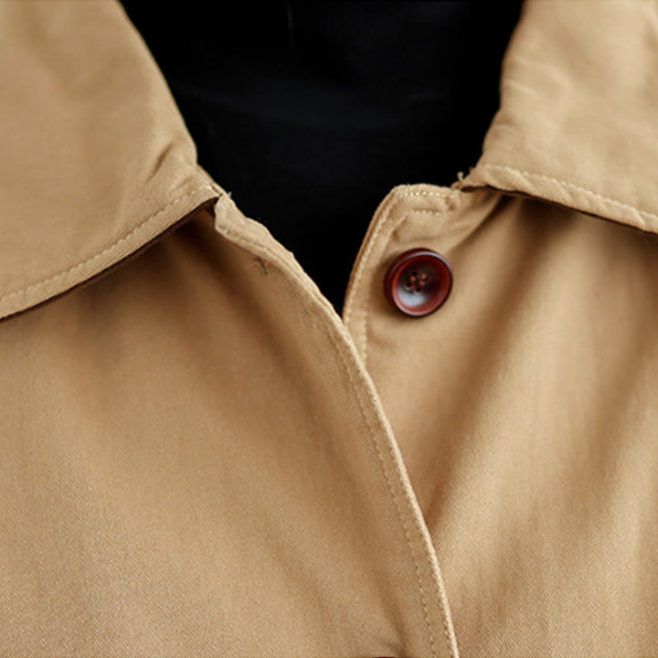 Kurtka damska z długim rękawem, pikowana, bawełniana, z kieszeniami, z prostymi guzikami i motywem Buddha Stones - image 7