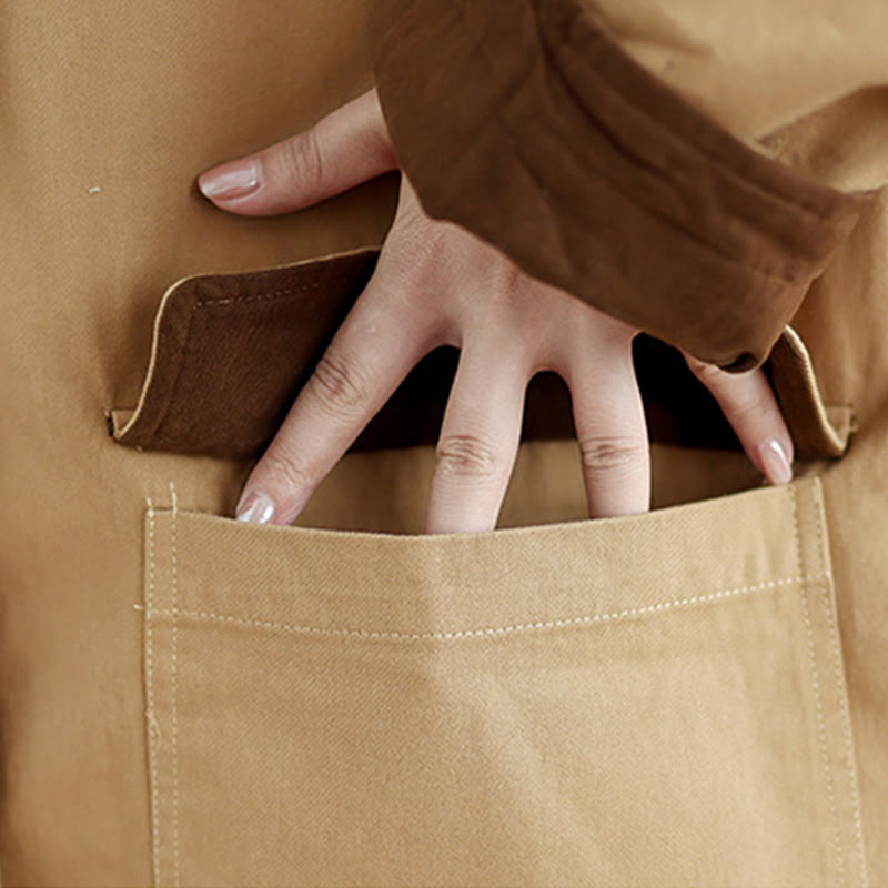 Kurtka damska z długim rękawem, pikowana, bawełniana, z kieszeniami, z prostymi guzikami i motywem Buddha Stones - image 8